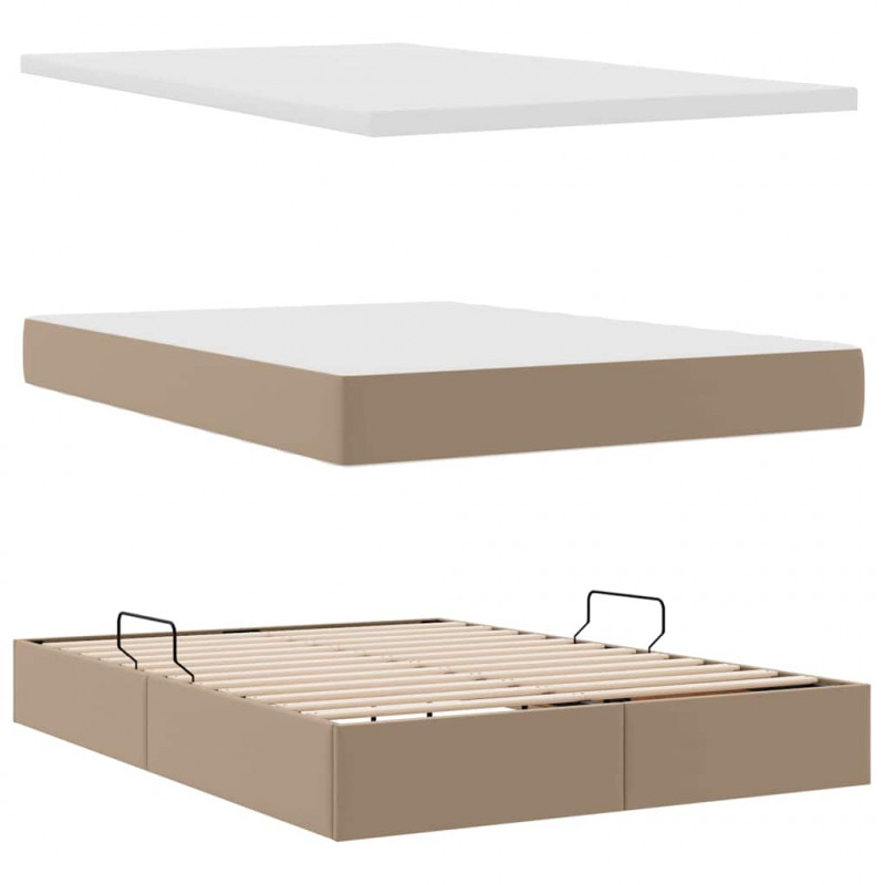 Łóżko z miejscem na przechowywanie i LED Kawowy 140 x 190 cm