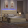Łóżko z miejscem na przechowywanie i LED Kremowy 180 x 200 cm