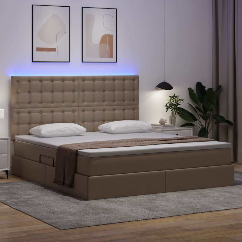 Łóżko z miejscem na przechowywanie i LED Kawowy 160 x 200 cm