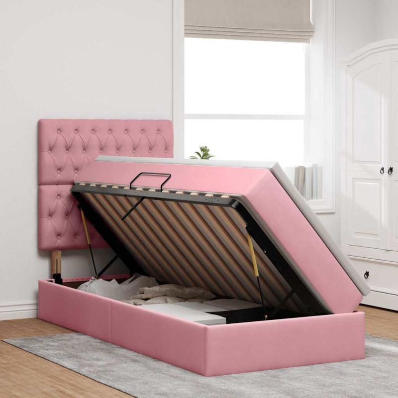 Łóżko z miejscem na przechowywanie i materacem 100 x 200 cm
