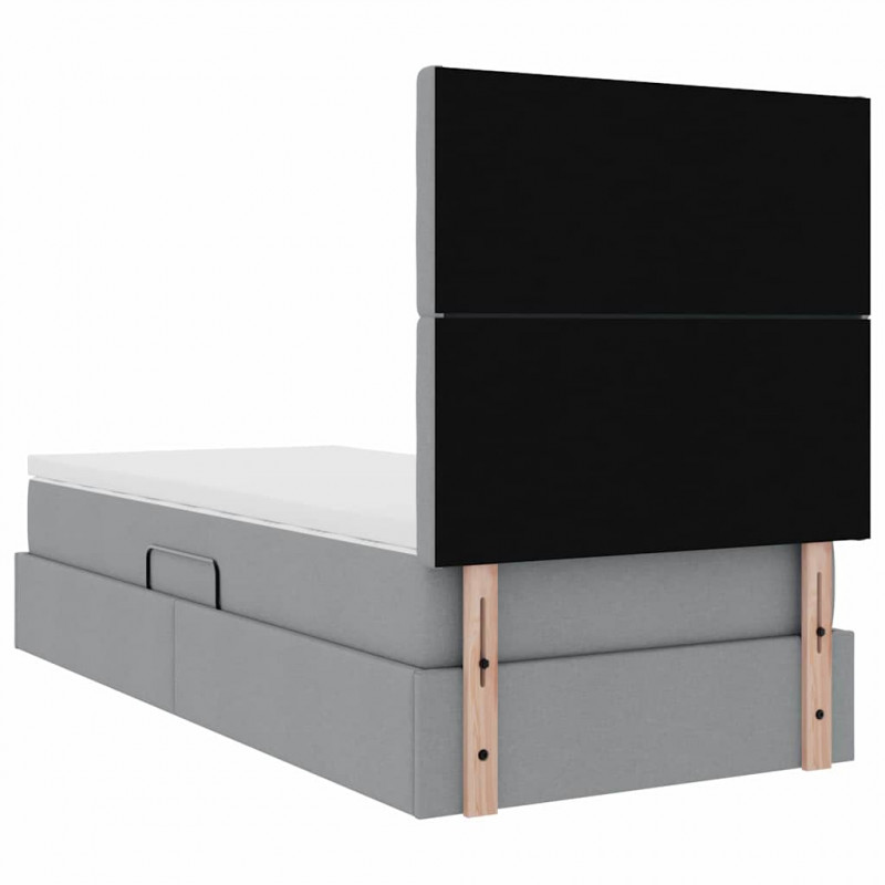 Łóżko z miejscem na przechowywanie i LED Jasnoszary 90 x 190 cm