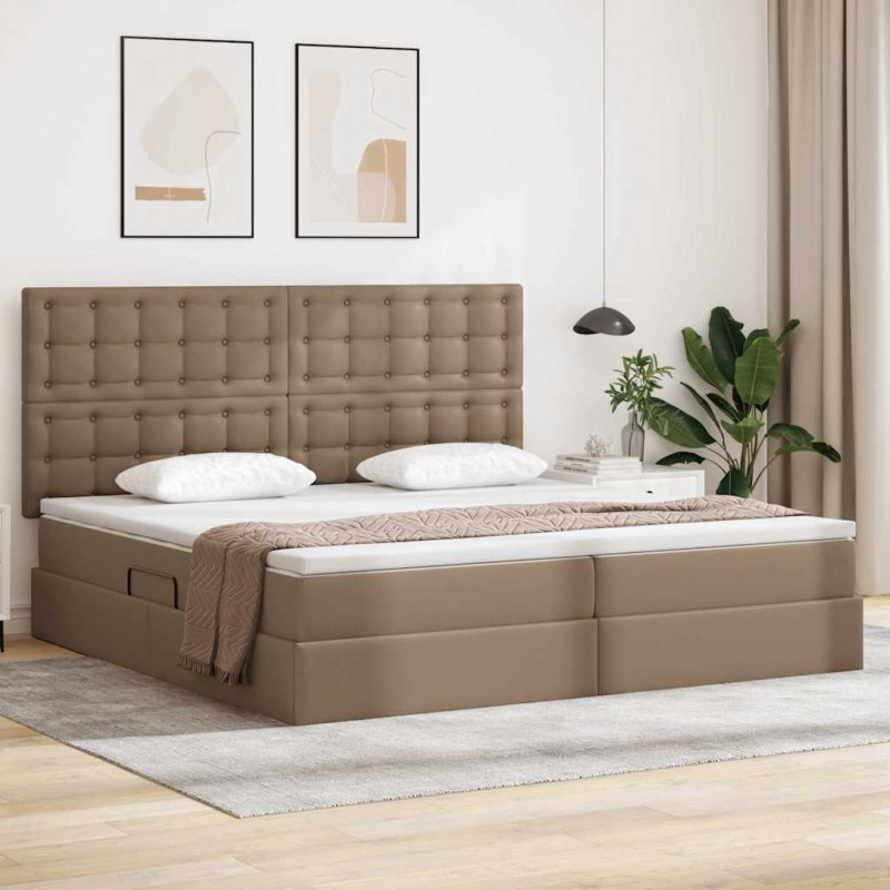 Łóżko z miejscem na przechowywanie i LED Kawowy 200 x 200 cm