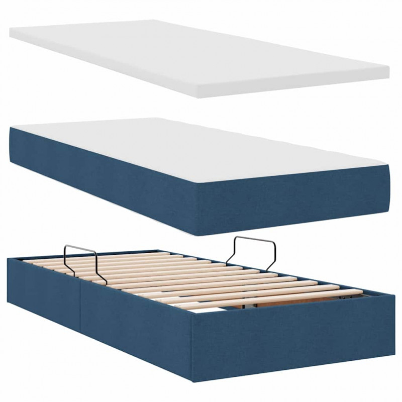 Łóżko z miejscem na przechowywanie i LED Niebieski 90 x 190 cm