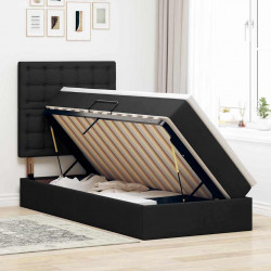 Łóżko z miejscem na przechowywanie i LED Czarny 90 x 200 cm