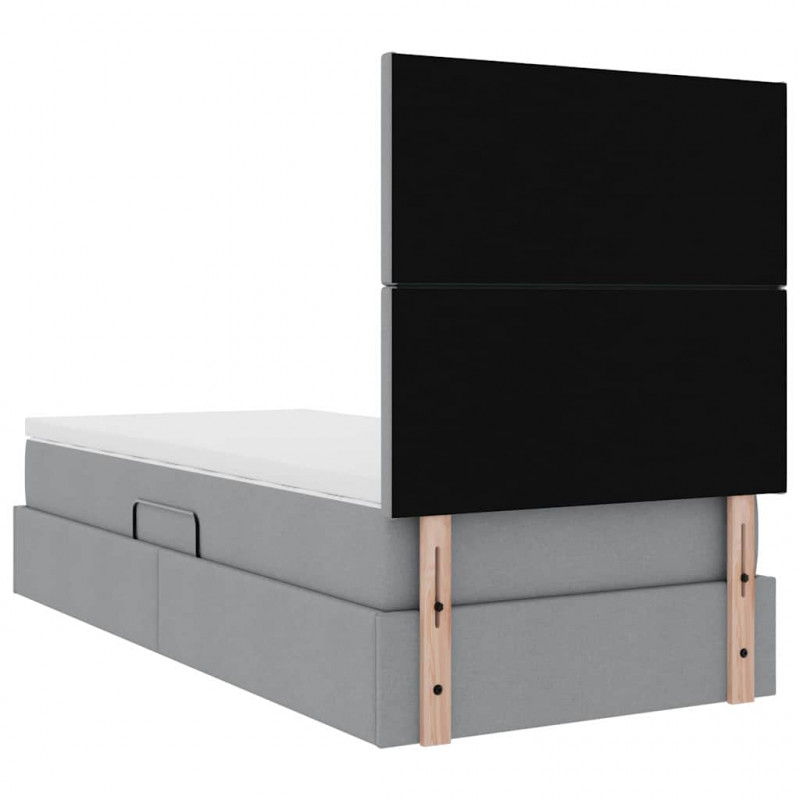 Łóżko z miejscem na przechowywanie i LED Jasnoszary 90 x 200 cm