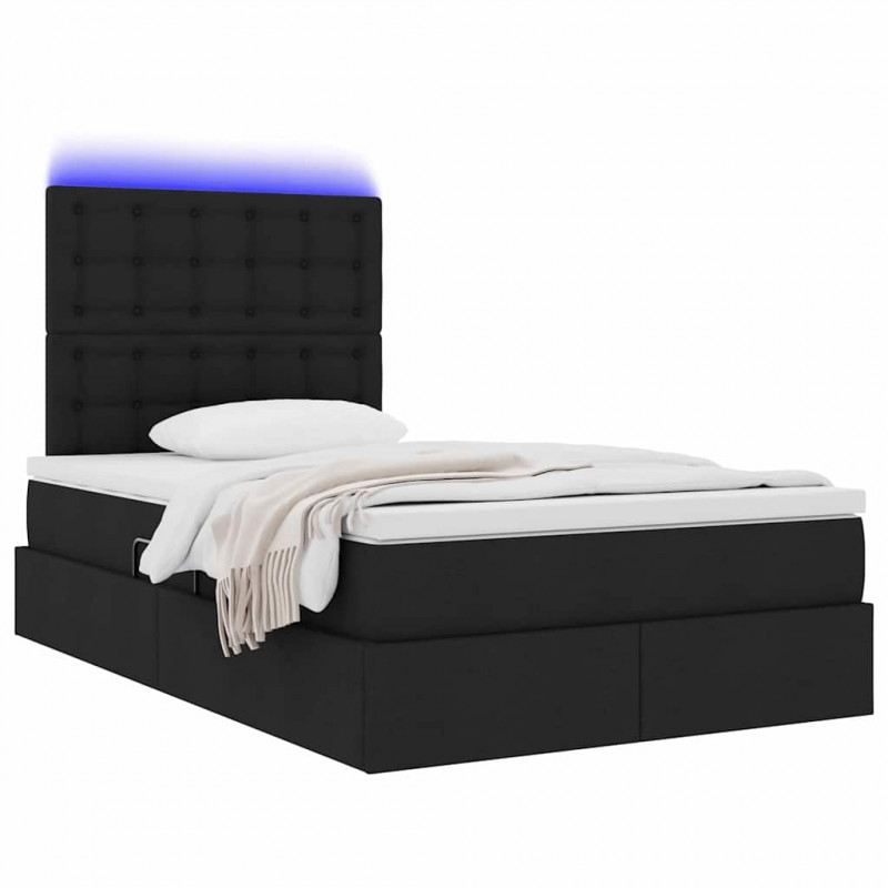 Łóżko z miejscem na przechowywanie i LED Czarny 120 x 190 cm