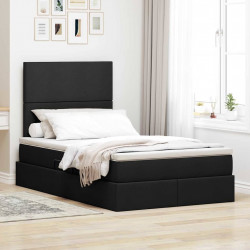 Łóżko z miejscem na przechowywanie i LED Czarny 120 x 190 cm