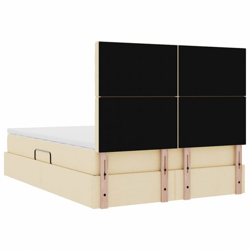 Łóżko z miejscem na przechowywanie i LED Kremowy 140 x 190 cm