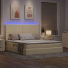 Łóżko z miejscem na przechowywanie i LED Kremowy 160 x 200 cm