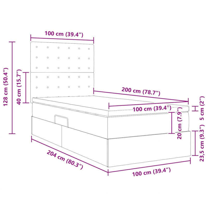 Łóżko z miejscem na przechowywanie i materacem 100 x 200 cm