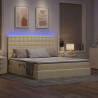 Łóżko z miejscem na przechowywanie i LED Kremowy 180 x 200 cm
