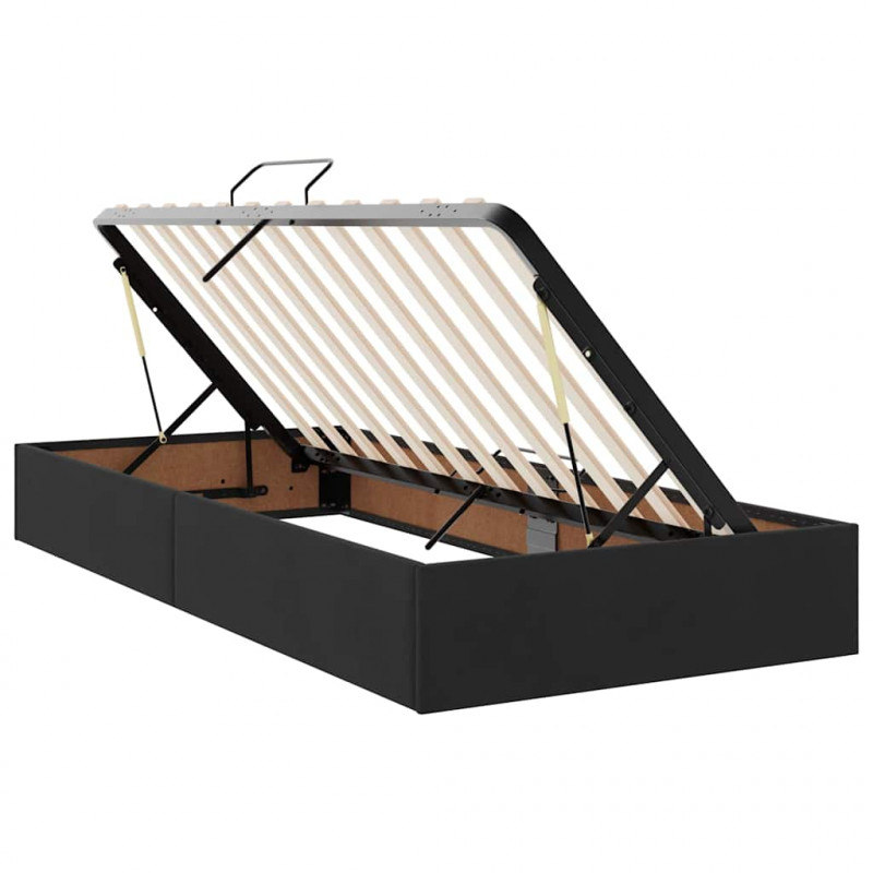 Łóżko z miejscem na przechowywanie i LED Czarny 90 x 200 cm