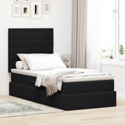 Łóżko z miejscem na przechowywanie i LED Czarny 90 x 200 cm