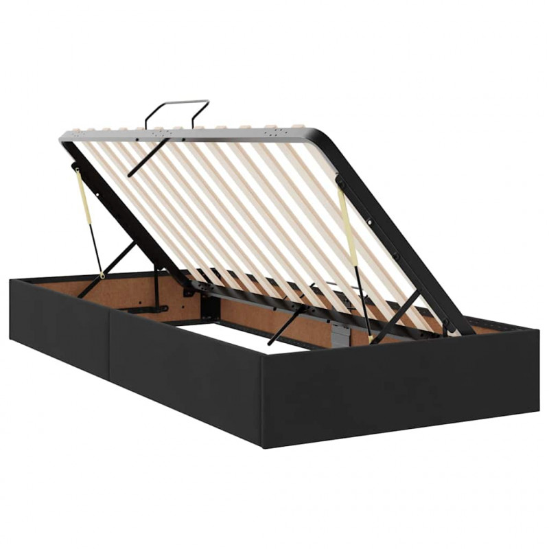 Łóżko z miejscem na przechowywanie i LED Czarny 90 x 200 cm
