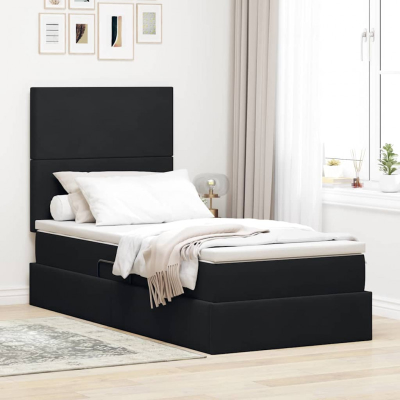 Łóżko z miejscem na przechowywanie i LED Czarny 100 x 200 cm