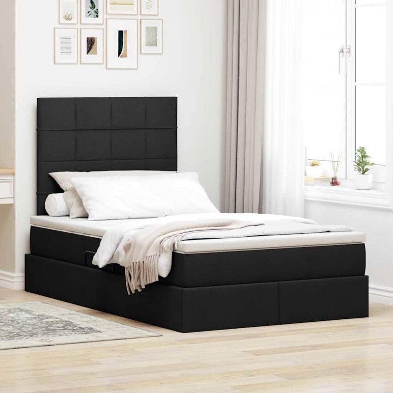 Łóżko z miejscem na przechowywanie i LED Czarny 120 x 190 cm