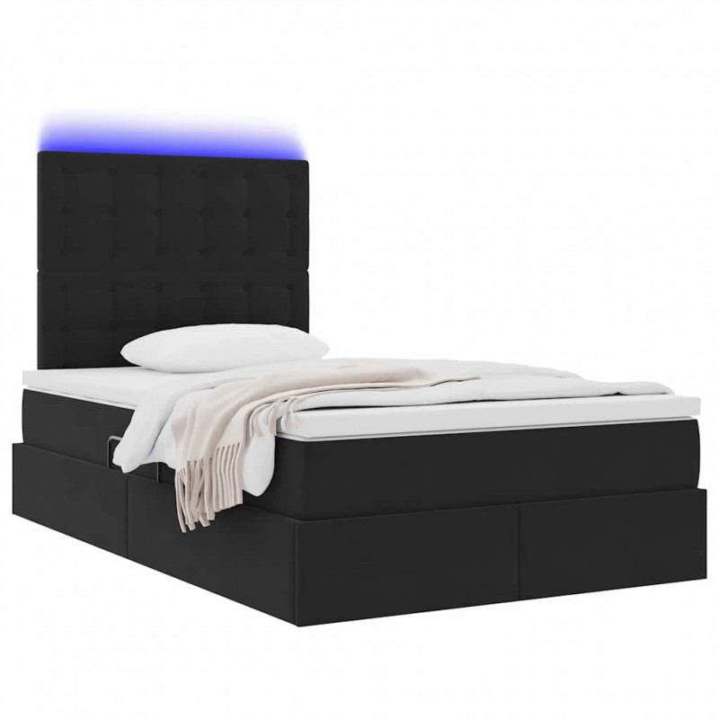 Łóżko z miejscem na przechowywanie i LED Czarny 120 x 190 cm