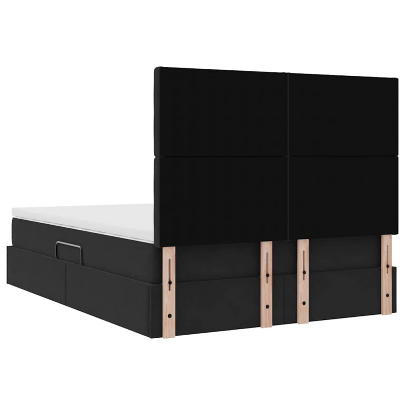 Łóżko z miejscem na przechowywanie i LED Czarny 140 x 190 cm