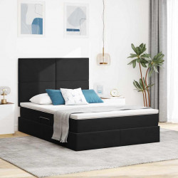 Łóżko z miejscem na przechowywanie i LED Czarny 140 x 200 cm