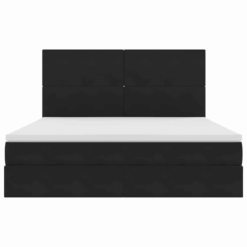 Łóżko z miejscem na przechowywanie i LED Czarny 160 x 200 cm