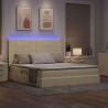 Łóżko z miejscem na przechowywanie i LED Kremowy 160 x 200 cm