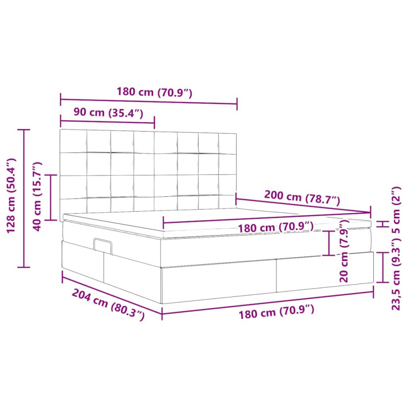 Łóżko z miejscem na przechowywanie i LED Niebieski 180 x 200 cm