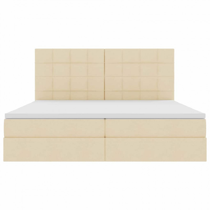 Łóżko z miejscem na przechowywanie i LED Kremowy 200 x 200 cm