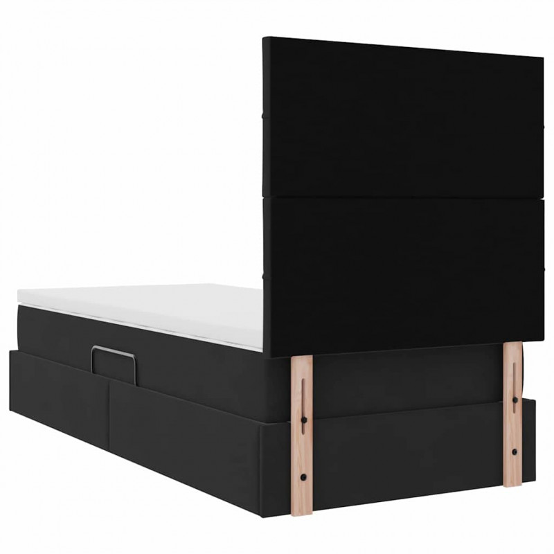 Łóżko z miejscem na przechowywanie i LED Czarny 90 x 190 cm