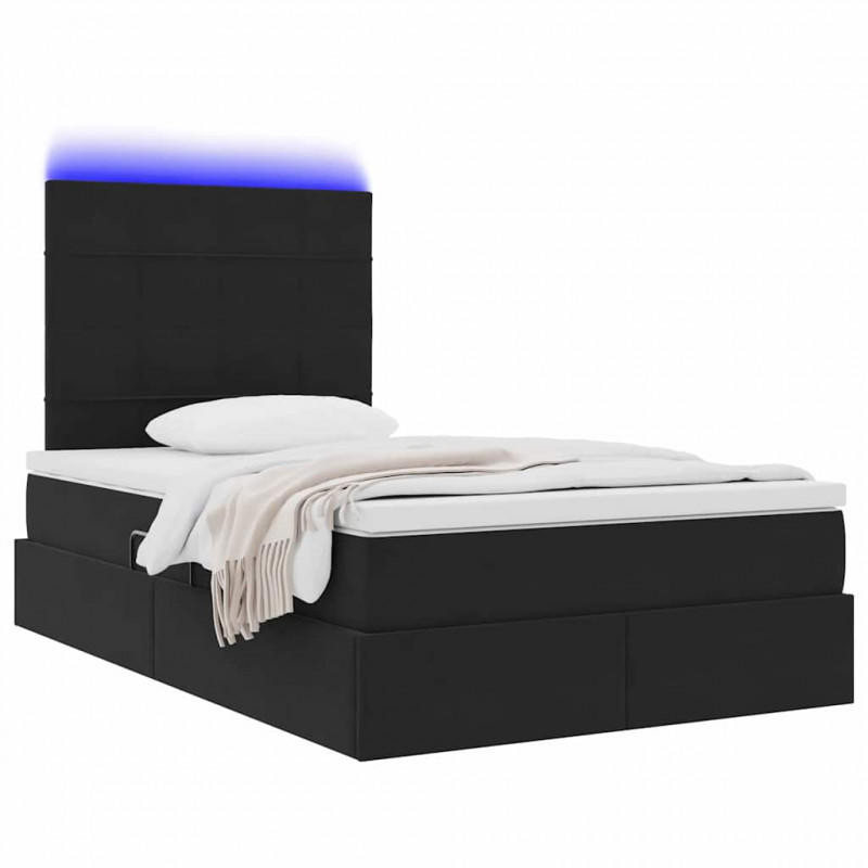 Łóżko z miejscem na przechowywanie i LED Czarny 120 x 190 cm