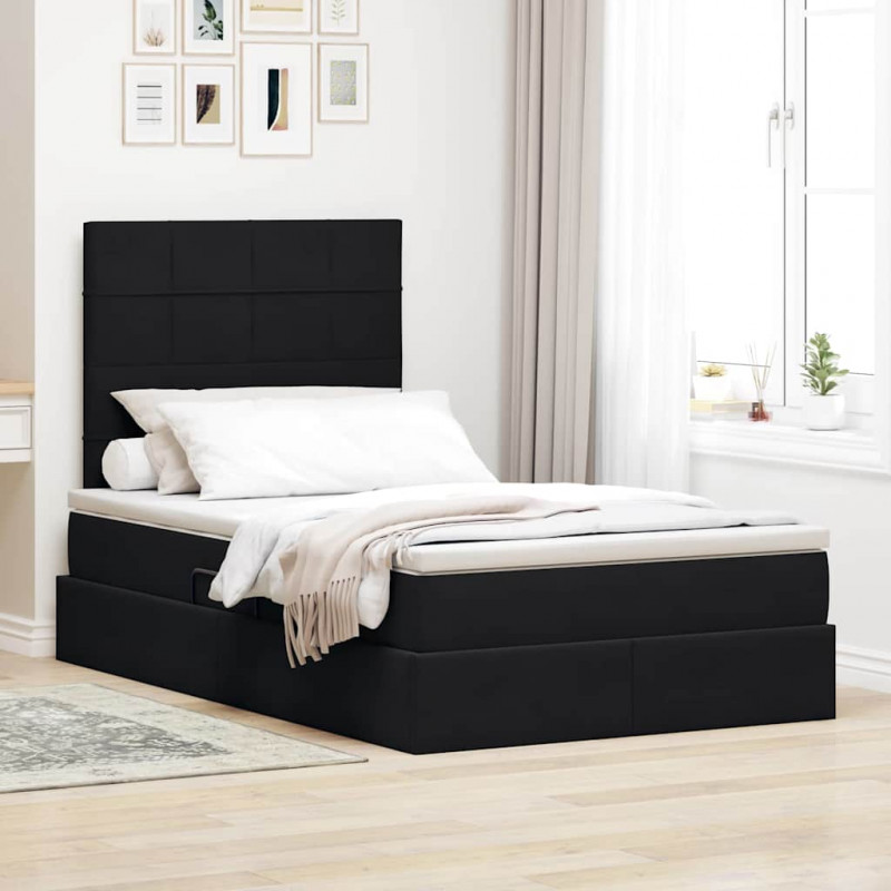 Łóżko z miejscem na przechowywanie i LED Czarny 120 x 200 cm