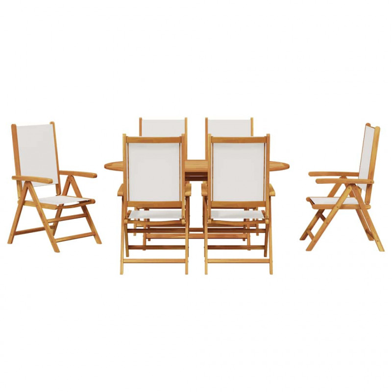 Zestaw do jadalni w ogrodzie 7 pcs Kremowa biel