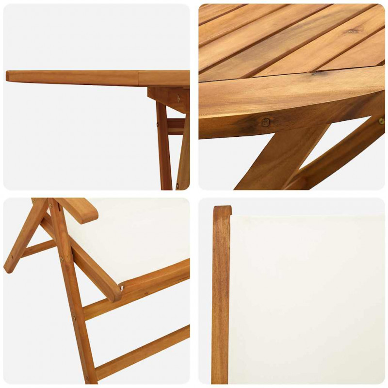 Zestaw do jadalni w ogrodzie 7 pcs Kremowa biel