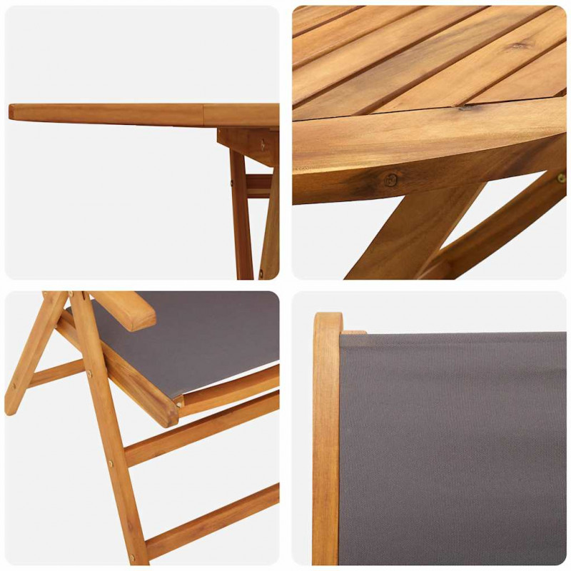 Zestaw do jadalni w ogrodzie 7 pcs Antracyt Lite Drewno Akacji