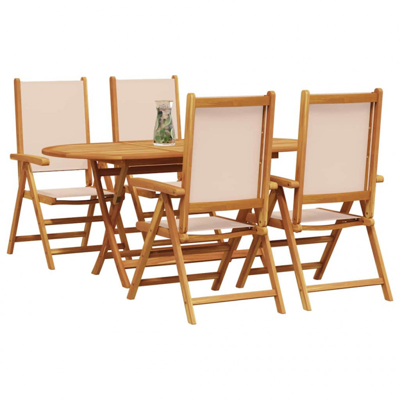 Zestaw do jadalni w ogrodzie 5 pcs Beżowy Lite Drewno Akacji