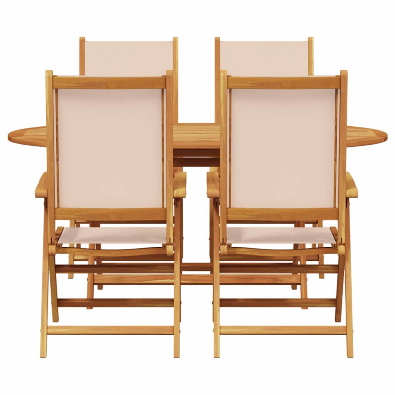 Zestaw do jadalni w ogrodzie 5 pcs Beżowy Lite Drewno Akacji