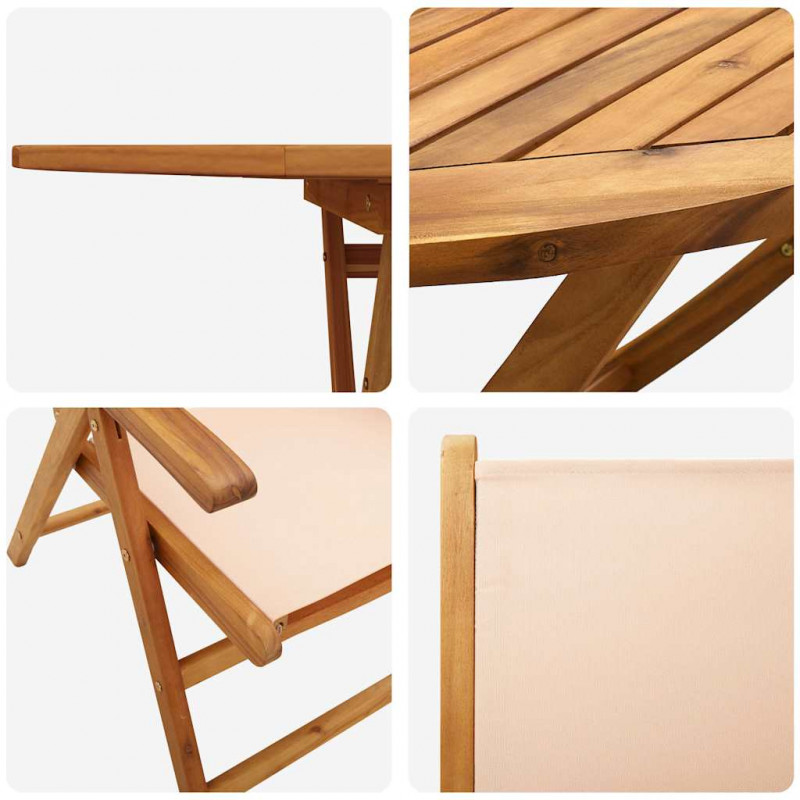 Zestaw do jadalni w ogrodzie 5 pcs Beżowy Lite Drewno Akacji