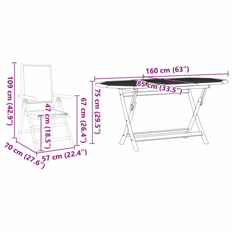 Zestaw do jadalni w ogrodzie 7 pcs Wzór liścia