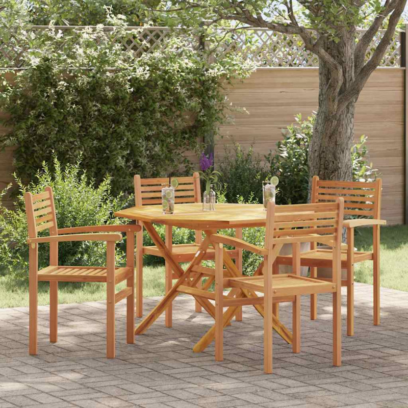 Krzesło 4 pcs Brązowy 56 x 55 x 90.5 cm Lite drewno teakowe