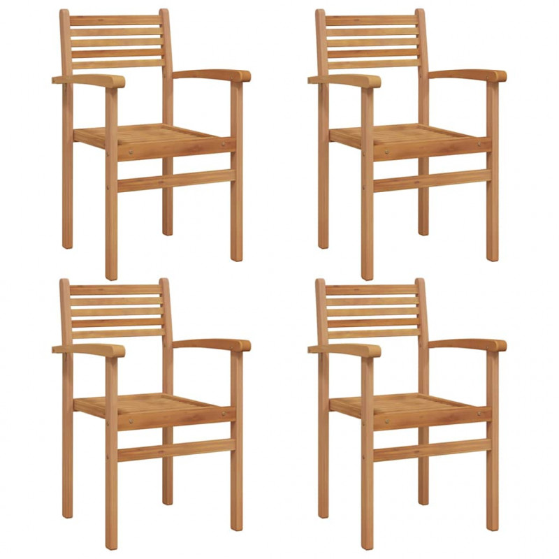 Krzesło 4 pcs Brązowy 56 x 55 x 90.5 cm Lite drewno teakowe