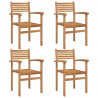 Krzesło 4 pcs Brązowy 56 x 55 x 90.5 cm Lite drewno teakowe