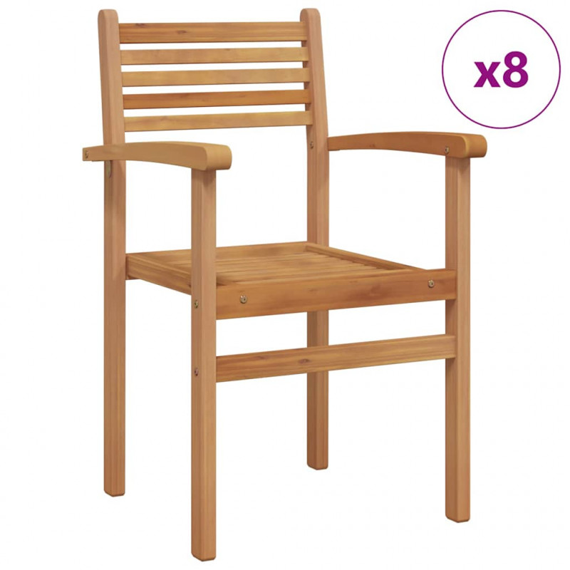 Krzesło 8 pcs Brązowy 56 x 55 x 90.5 cm Lite drewno teakowe