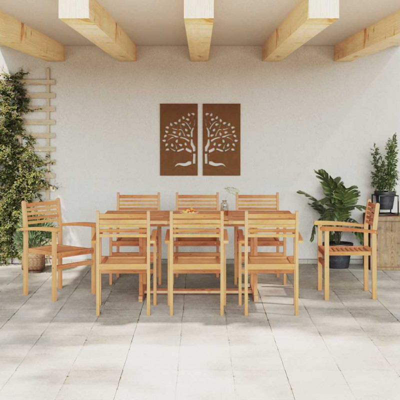 Krzesło 8 pcs Brązowy 56 x 55 x 90.5 cm Lite drewno teakowe