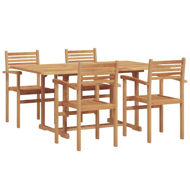 Zestaw do jadalni w ogrodzie 5 pcs Naturalny Lite Drewno Akacji