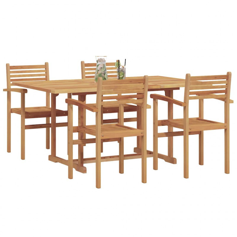 Zestaw do jadalni w ogrodzie 5 pcs Naturalny Lite Drewno Akacji