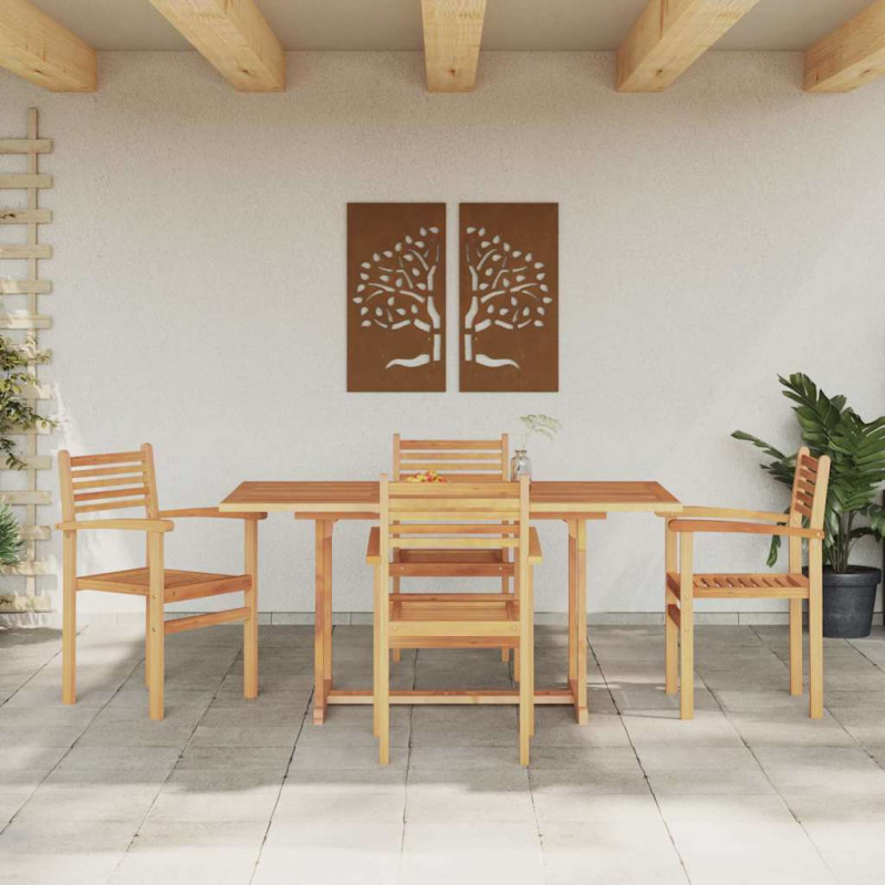Zestaw do jadalni w ogrodzie 5 pcs Naturalny Lite Drewno Akacji