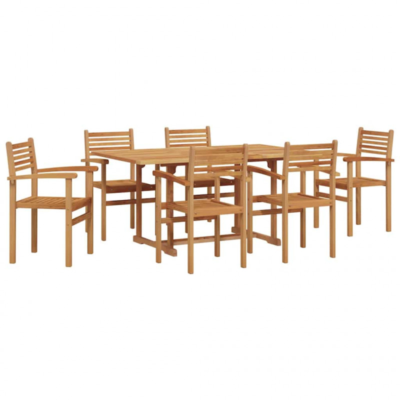 Zestaw do jadalni w ogrodzie 7 pcs Naturalny Lite Drewno Akacji