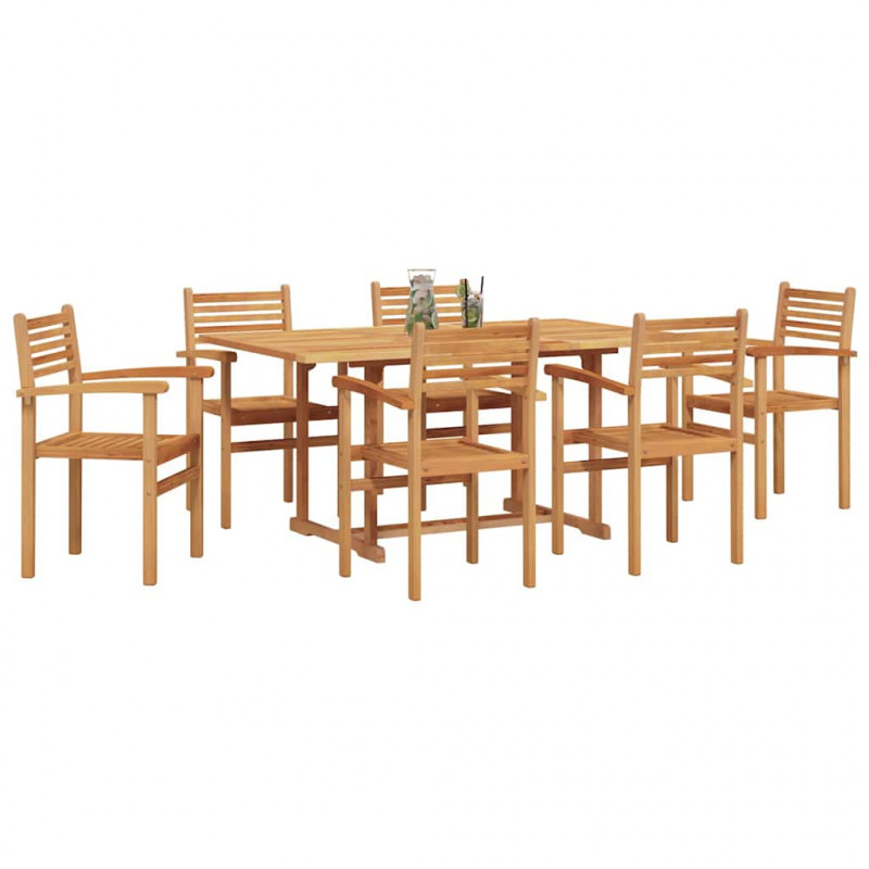 Zestaw do jadalni w ogrodzie 7 pcs Naturalny Lite Drewno Akacji