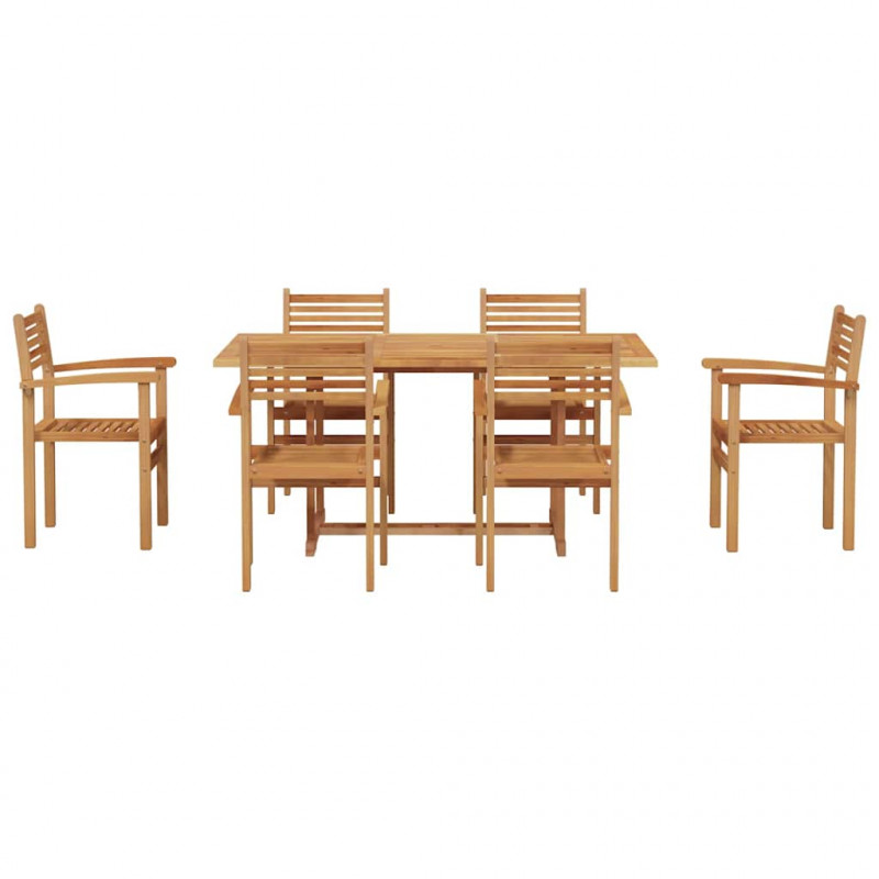 Zestaw do jadalni w ogrodzie 7 pcs Naturalny Lite Drewno Akacji