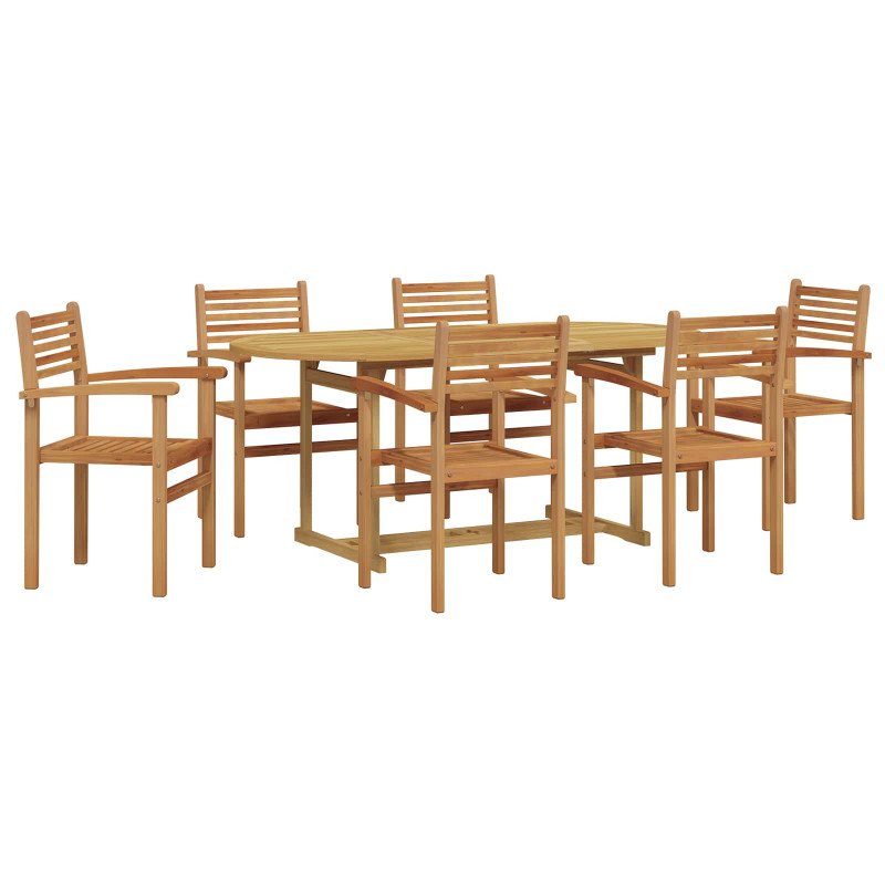 Zestaw do jadalni w ogrodzie 7 pcs Brązowy Lite drewno teakowe