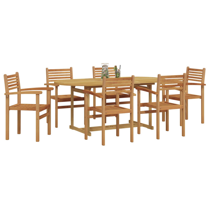 Zestaw do jadalni w ogrodzie 7 pcs Brązowy Lite drewno teakowe